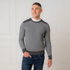 Hope & Henry Men's Organic Crew Neck Shoulder Detail Sweater, Gray Heather Colorblock, Medium - 2 of 4