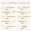 Itopfox 10-Piece Silicone Cooking Utensil Set with Wood Handles, BPA-Free Spatulas & Spoons for Nonstick Cookware, Heat-Resistant (Cream White) - 2 of 4
