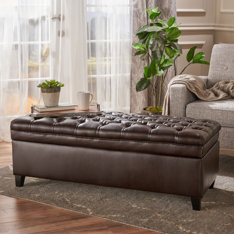 Juliana Tufted Faux Leather Storage Ottoman - Christopher Knight Home, 3 of 6