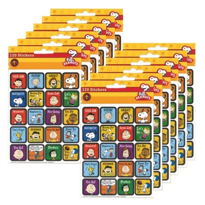 Eureka - Peanuts® Motivational Theme Stickers - 120 Per Pack - 12 Packs