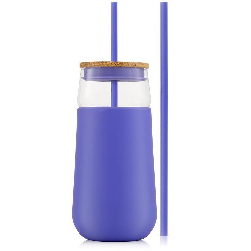 Wine Glass Clear Acrylic Purple Lid Straw 8 oz Travel 9 Years