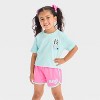 Toddler Girls' 2pc Bluey Short Sleeve T-Shirt and Shorts Set - Blue/Pink - 3 of 4