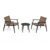 3 Piece Outdoor Conversation Set with 2 Woven Arm Chairs and Round Tempered Glass Table for Patio or Balcony-The Pop Home - 2 of 4