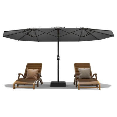 15 Ft Large Patio Umbrella With Base Included,Large Patio Umbrellas Rectangle Market Umbrella With Crank Handle