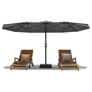 15 Ft Large Patio Umbrella With Base Included,Large Patio Umbrellas Rectangle Market Umbrella With Crank Handle - 1 of 4