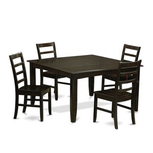 HomeStock 5-Piece Square Cappuccino Finish Solid Wood Top Dining Table with 4 Chairs - 1 of 4