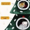 Christmas Cat Houses for Indoor Cats, Christmas Cat Tree Tower with 2 Cozy Houses, Kitty Furniture with Teaser Plaything - 3 of 4