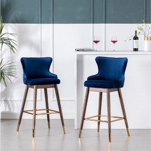 PAGED Bar Stools Set of 2, Modern Wooden Upholstered Counter Height Bar Chair with Back and Nailhead Trim for Bar, Kitchen, Dining Room - 1 of 4