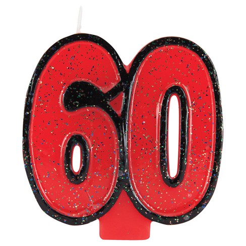 60th Birthday Glitter Candle Target