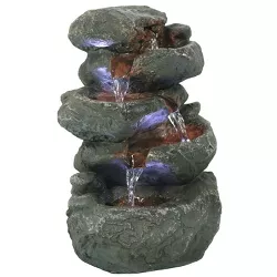 Sunnydaze Indoor Home Decorative Relaxing Stacked Rocks Tabletop Water Fountain with LED Lights - 10"