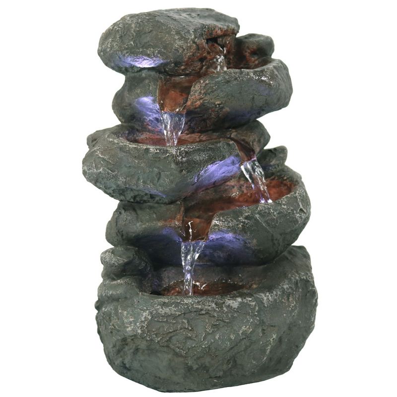Sunnydaze Indoor Home Decorative Relaxing Stacked Rocks Tabletop Water Fountain with LED Lights - 10", 1 of 16