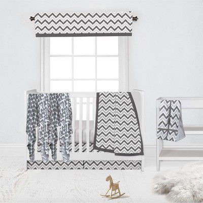 Bacati - Ikat Dots Damask White Grey Neutral 10 pc Crib Set with 2 Crib Fitted Sheets 4 Muslin Swaddling Blankets