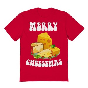 Rerun Island Men's Christmas Merry Cheesemas Short Sleeve Graphic Cotton T-Shirt - 1 of 3