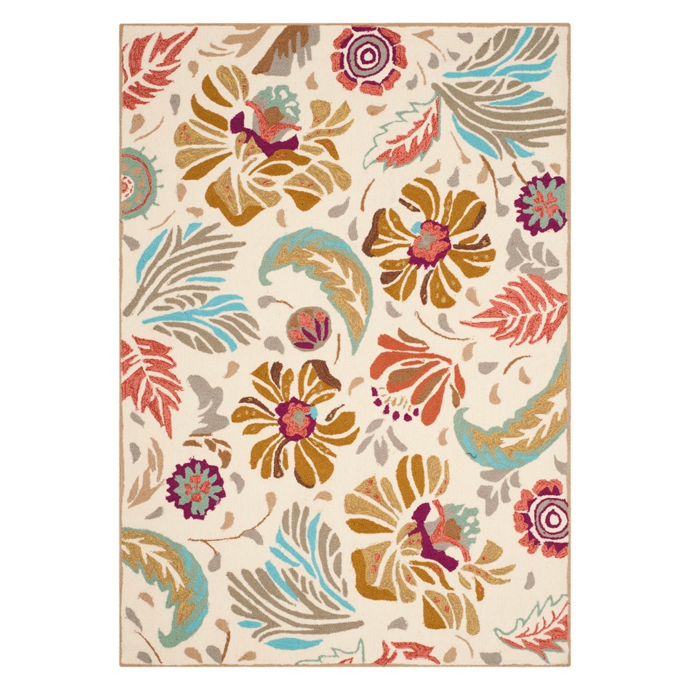 3'6inX5'6in Floral Accent Rug Ivory/Gray - Safavieh