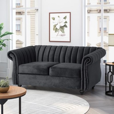 Velvet Loveseat  sofa, Christopher Knight Home Velvet Couch,  Mid Century Modern Craftsmanship Loveseat Sofa  , Chesterfield Sofa