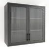 Retro Style Wall Mounted Cabinet Table-Top Storage Cabinet with Hazy Glass Doors and 2 Adjustable Shelves for Bathroom Kitchen Living Room - 3 of 4