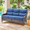 Buenhomino Patio Sofa 3-Seat Wicker Couch with 6" Thick Cushion - Outdoor Furniture Rattan Sofa with High Back for Garden Porch Sunroom - 2 of 4