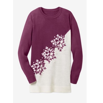 deep claret snowflake embroidery