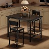 Dining Table Set for 2，3-Piece Kitchen Counter Height Table with 2 Upholstered Bar Stools,Footrest & Corner Protector - 3 of 4