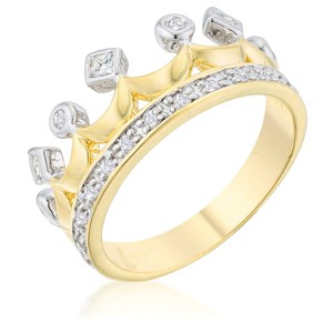 Slickblue Two-Tone Gold & Rhodium Crown Ring, Cubic Zirconia, 0.21ct, Women's Eternity Band, Size 5-10 - 1 of 3