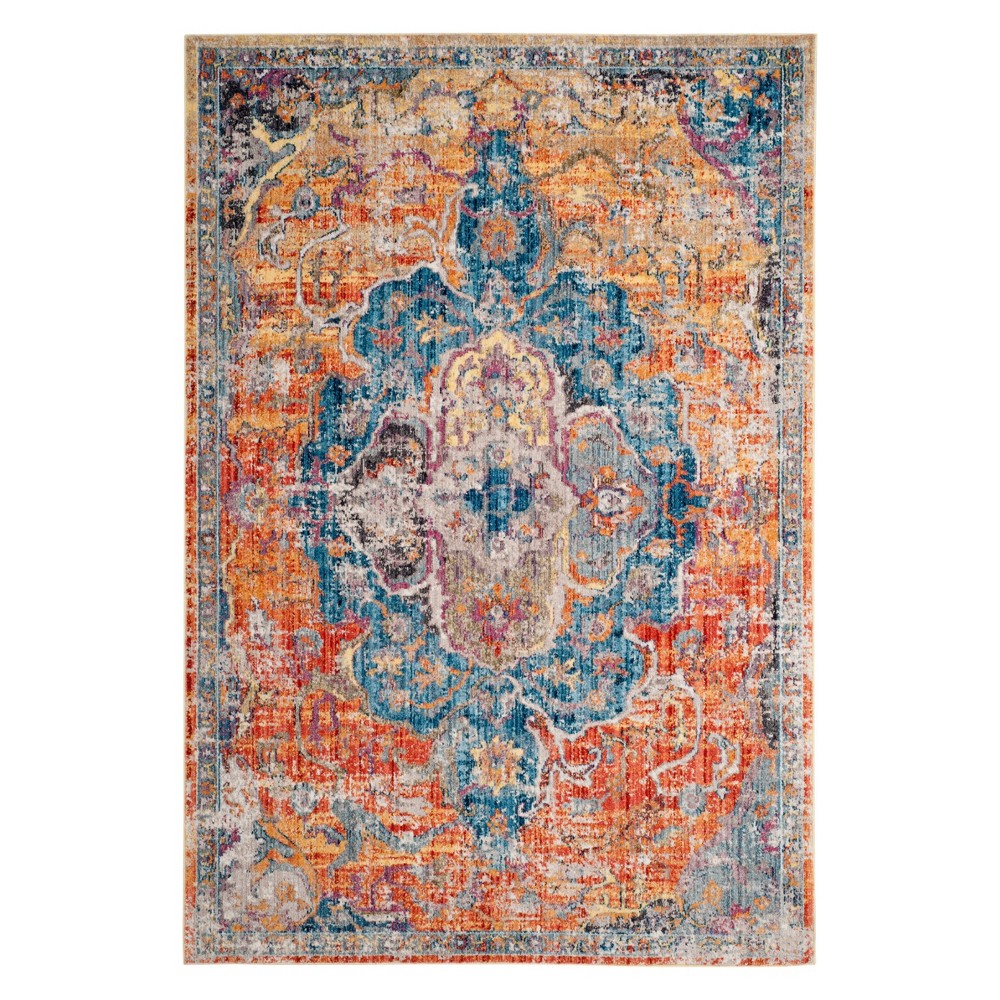 10'x14' Maisie Medallion Area Rug Blue/Orange - Safavieh