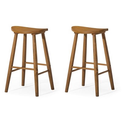 Maven Lane Luna Backless Modern Dining Kitchen Stool with Narrow Saddle Seat, Set of 2