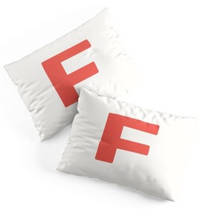 Deny Designs Standard April Lane Art Block Red Monogram F Microfiber Printed Pillow Sham - 1 of 3