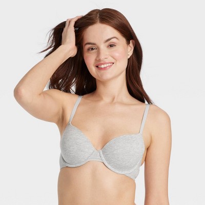 Women's Cotton Lightly Lined Demi T-Shirt Bra - Auden™ Light Heathered Gray 36C