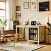 FUFU&GAGA Chic White Oak - inspired Single Desk with Smart Storage - Push - to - Open Cabinet Innovation - 3 of 4