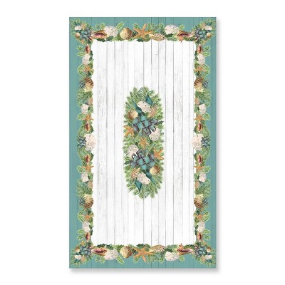 Christmas by the Sea 70" x 120" Blue and Green Polyester Tablecloth