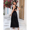 WhizMax Women's 2024 Summer Deep V Neck Floral Dress Backless Sleeveless Dress Flowy Boho Maxi Dresses with Belted for Party Evening - 2 of 4