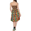 LA LEELA Women's House Daily Routine Evening Wear Boho Smocked Mini Flowy Casual Backless Dress Tube Top Strapless for Women One Size Red, Floral - 3 of 4