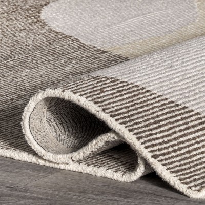 Evangeline Ivory and Gray Abstract Wool 5' x 8' Area Rug