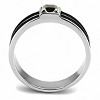 Slickblue Men’s Fashion Ring, High Polished Stainless Steel, Square Black Synthetic Crystal Detail, Sizes 8–13 - 3 of 4