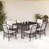 vidaXL 7 Piece Patio Dining Set - Black Poly Rattan - Glass Table - Cushioned Seating - Outdoor/Garden Furniture - 2 of 4
