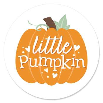Big Dot of Happiness Little Pumpkin - Fall Birthday Party or Baby Shower Circle Sticker Labels - 24 Count