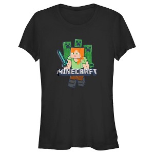 Juniors Womens Minecraft Alex and Creepers T-Shirt - 1 of 4