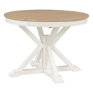 Vynxaria Dining Tables - Retro Oak Natural & Off White Extendable with 12" Leaf - 1 of 4