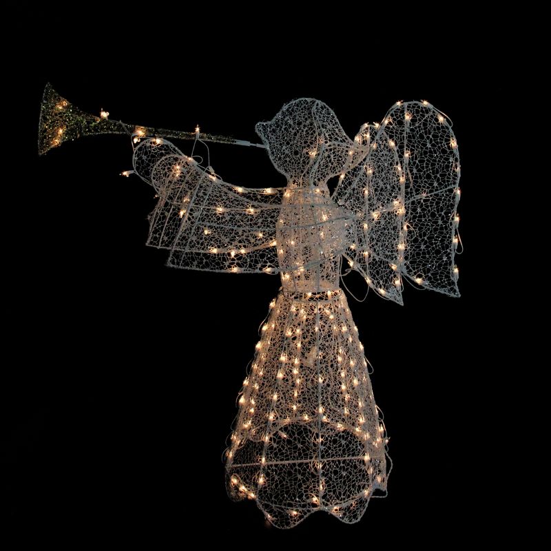 Northlight 44" White and Clear 3D Pre-Lit Trumpeting Angel Outdoor Christmas Yard Decor, 2 of 4