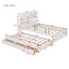 Twin/Full Size Wooden LED Platform Bed with Trundle, Storage Headboard and Drawers 4L - ModernLuxe - 3 of 4