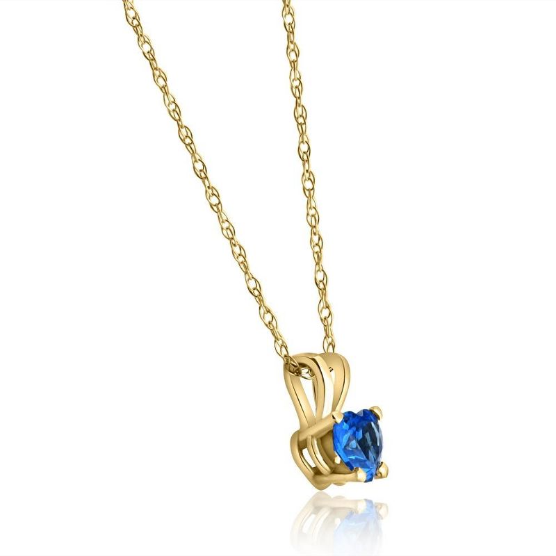Pompeii3 Women's 1/2ct Blue Heart Shape Sapphire Pendent Yellow Gold 18" Chain Necklace, 2 of 4