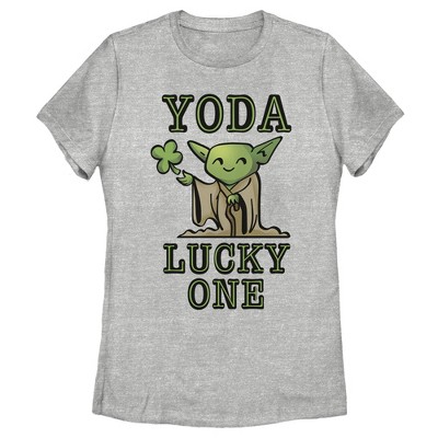 Women's Star Wars St. Patrick's Day Cartoon Yoda Lucky One T-shirt : Target