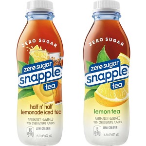 Snapple, Zero Sugar, Variety Pack - Lemon Tea & Half 'n Half - 16 Fl Oz Bottle (12 Each, Pack of 24) - 1 of 4