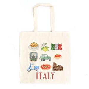 City Creek Prints Italy Travel Collage Canvas Tote Bag - 15x16 - Natural - 1 of 2