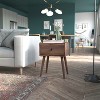 Emma and Oliver Mid-Century Modern Wooden Night Stand with Soft Close Drawer and Sleek Tapered Legs with Protective Floor Glides in Dark Walnut - 2 of 4