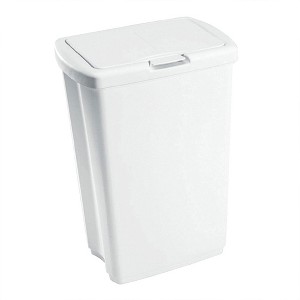 Rubbermaid Lid Kitchen Wastebasket Trash Can for Tall Trashbags, White - 1 of 4