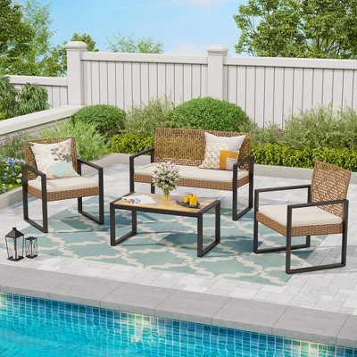 Captiva Designs 4pc Converstaion Set With Armchairs And Coffee Table ...