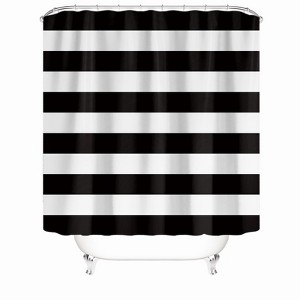 Black And White Stripes Shower Curtains for Bathroom Waterproof Fabric Bath Curtain Durable Soft Stylish Bathroom Decor 72x72 Inch - 1 of 1