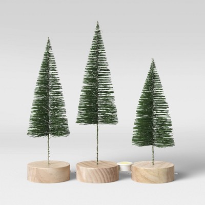 LED 3pk Skinny Bottle Brush Trees with Extended Neck Green - Threshold™