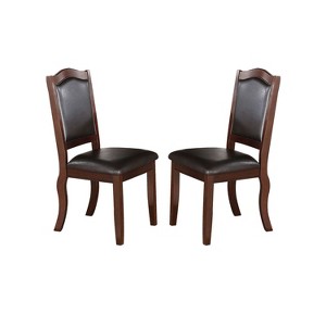 NicBex Dining Chair Set of 2 Modern Faux Leather Upholstered Kitchen Side Chair with Soft Cushion & Wood Legs,Brown - 1 of 4